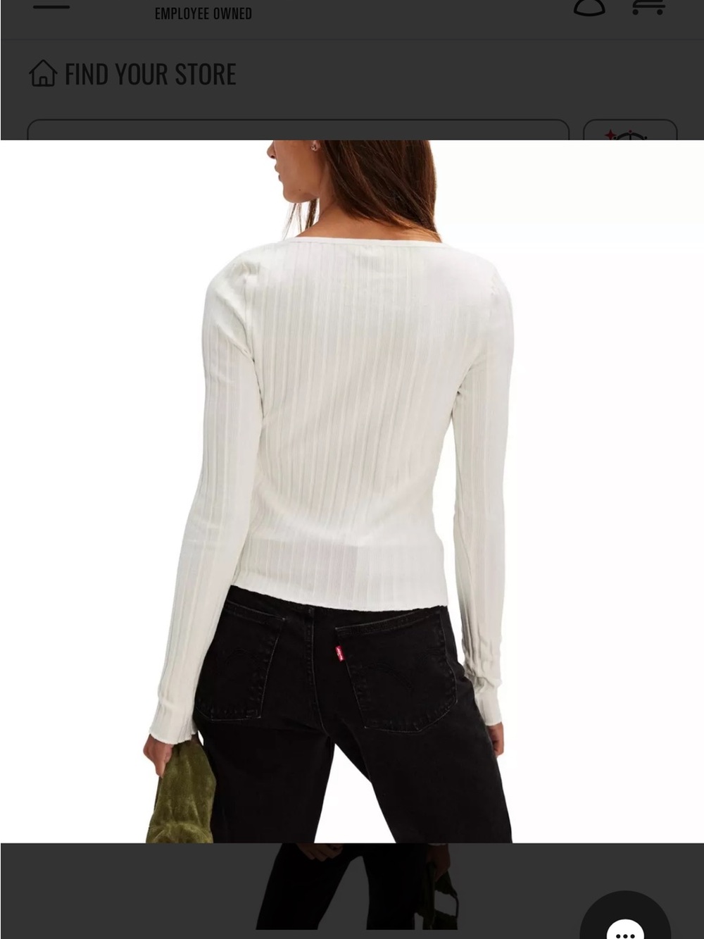 Free People Cream Ribbed Button-Front Long Sleeve Top - Picture 2 of 7